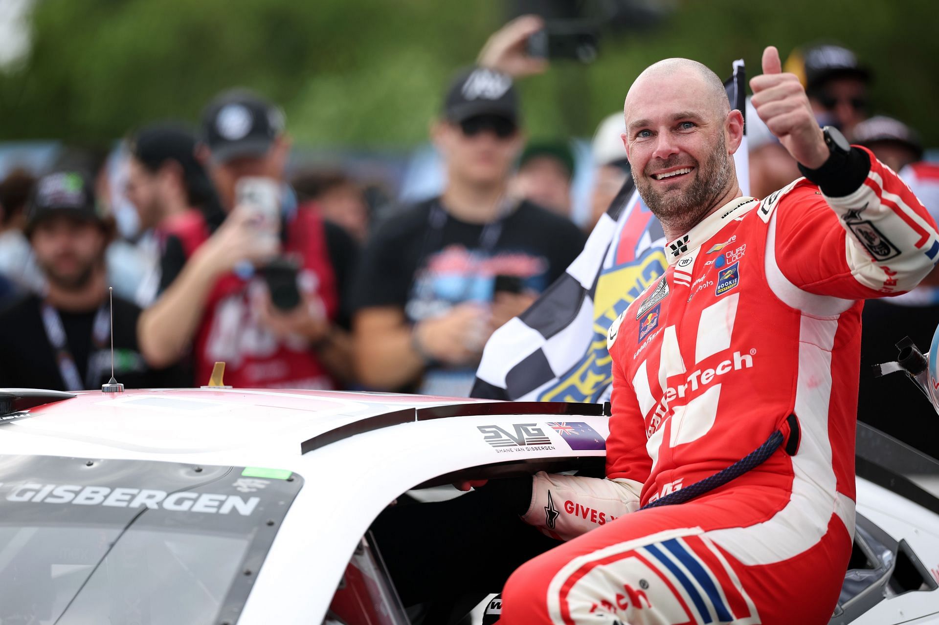 Shane Van Gisbergen after winning the NASCAR Cup Series Grant Park 165 at the Chicago Street Course. Source: Getty